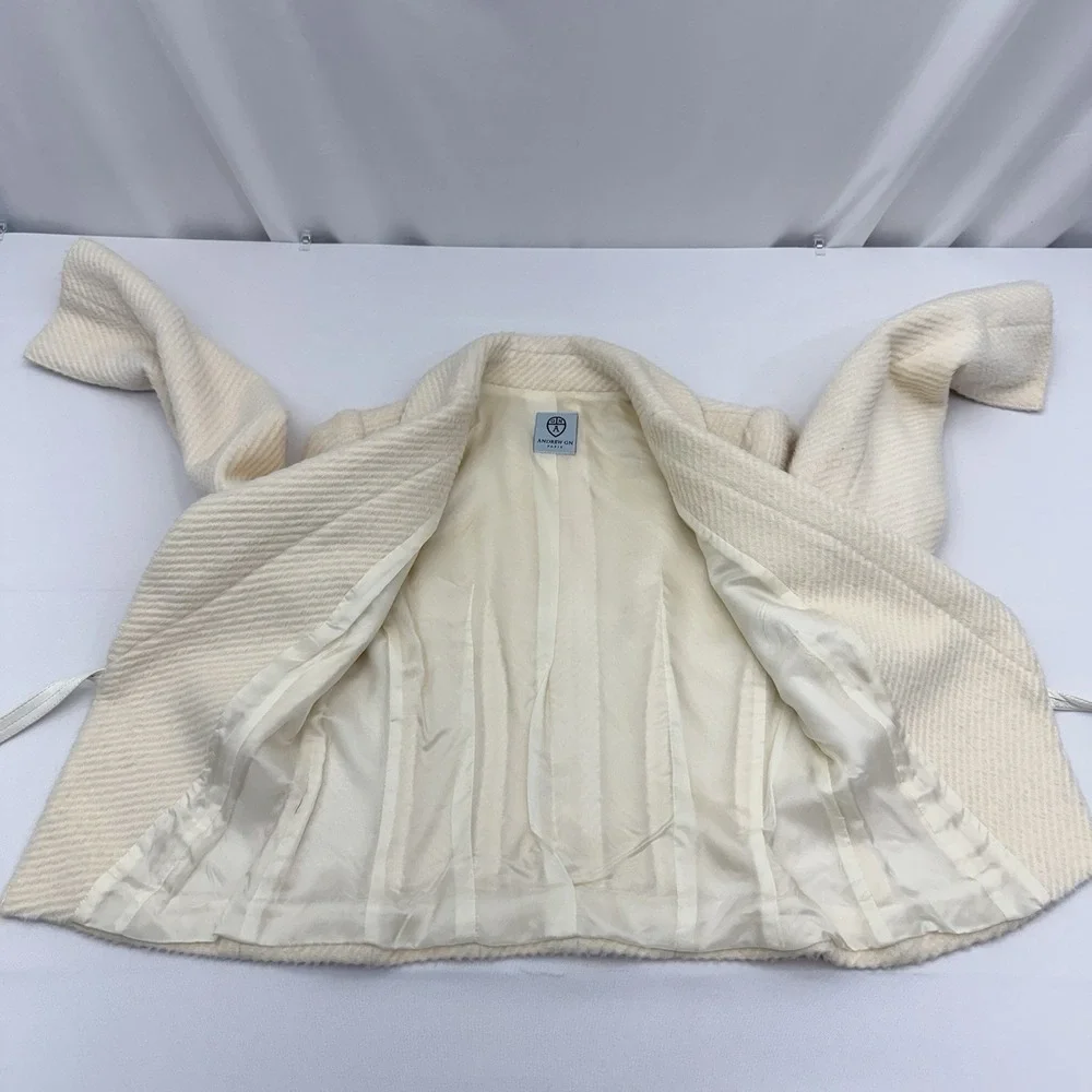 Andrew Gn Paris Asymmetric Jacket Womens 42 Cream Tailored Blazer Crop Coat‎